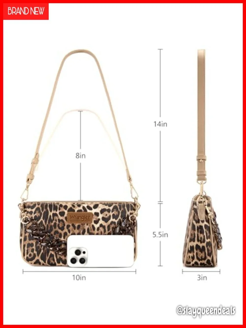 Faux Leather Cheetah Print Hobo Bag with Acrylic Chain Strap